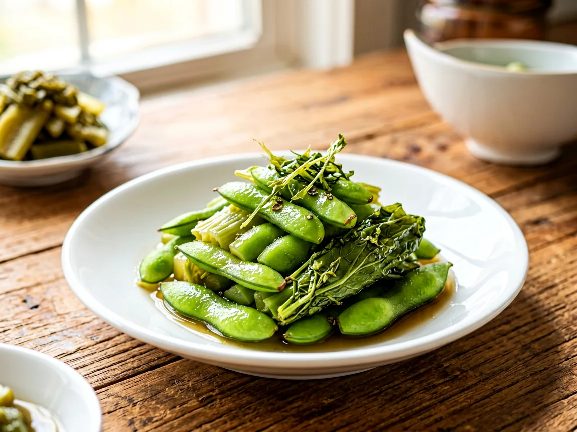 Pickled Mustard Green & Edamame