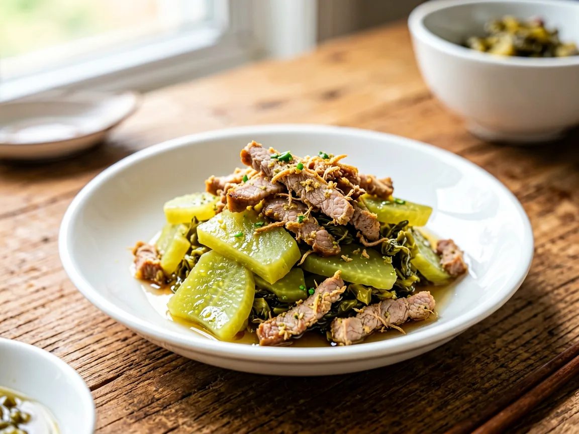 Pickled Mustard Root & Pork Shreds