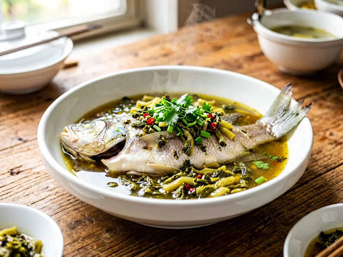 Suan Cai Yu (Hot & Sour Pickled Mustard Greens Fish Stew)