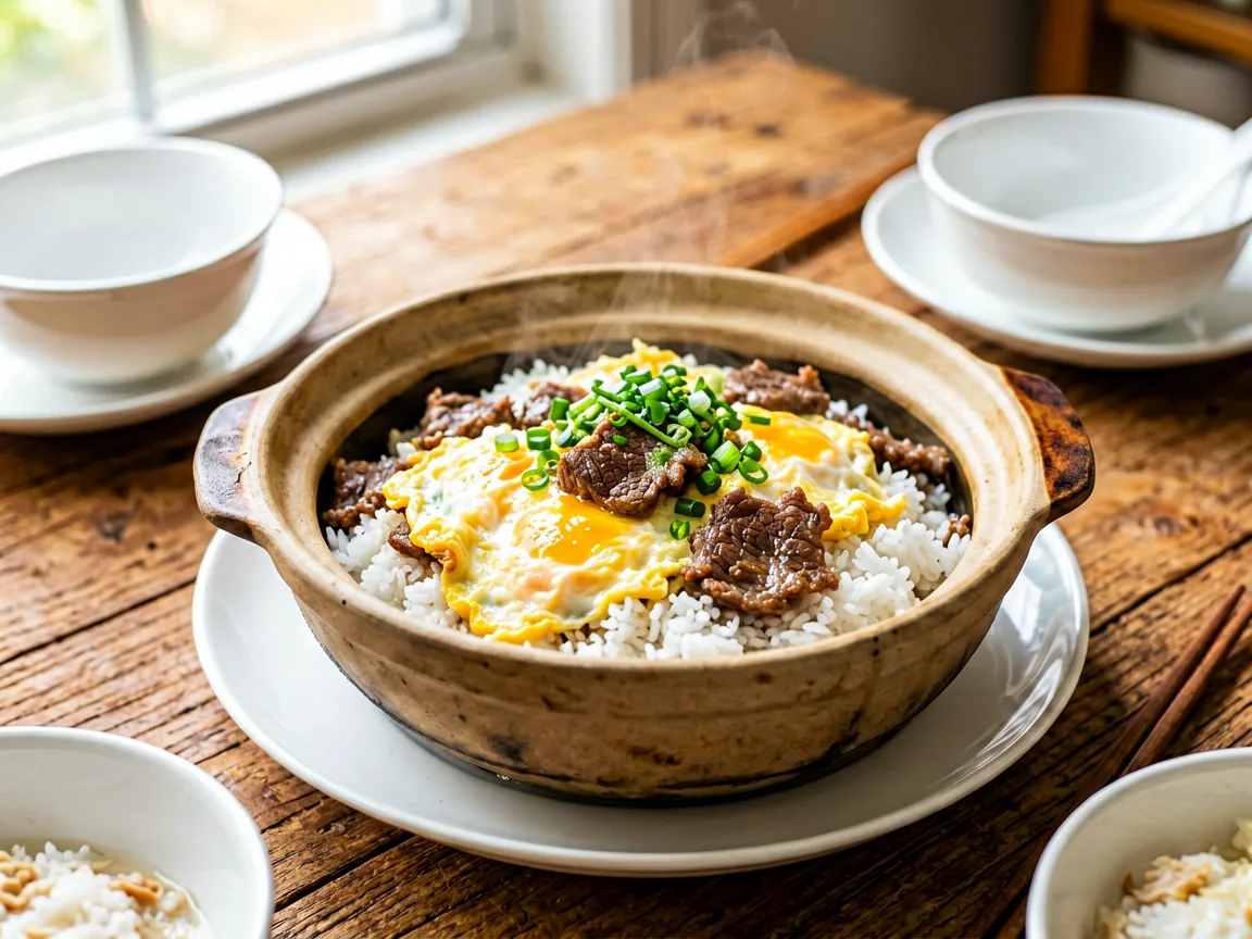 Wok-Egg Beef Claypot Rice